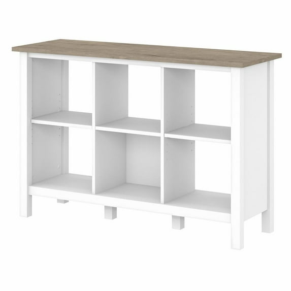Bush Furniture Mayfield 6 Cube Bookcase in Shiplap Gray/White - Engineered Wood
