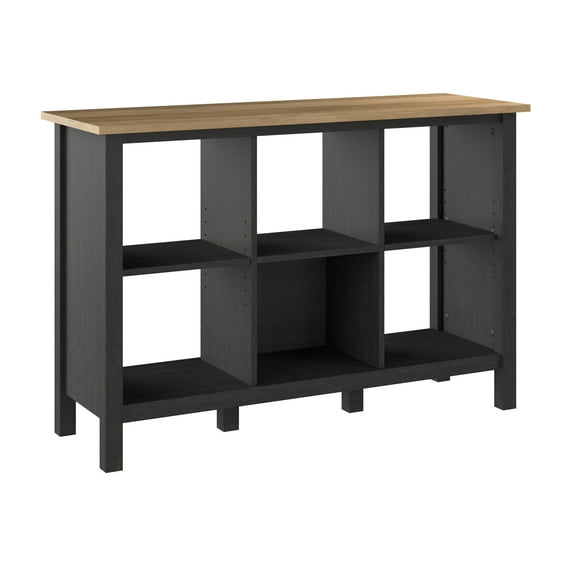 Bush Furniture Mayfield 6 Cube Bookcase in Vintage Black and Reclaimed Pine