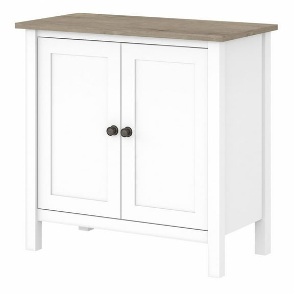 Bush Furniture Mayfield Wood Storage Cabinet with Doors in Shiplap Gray/White