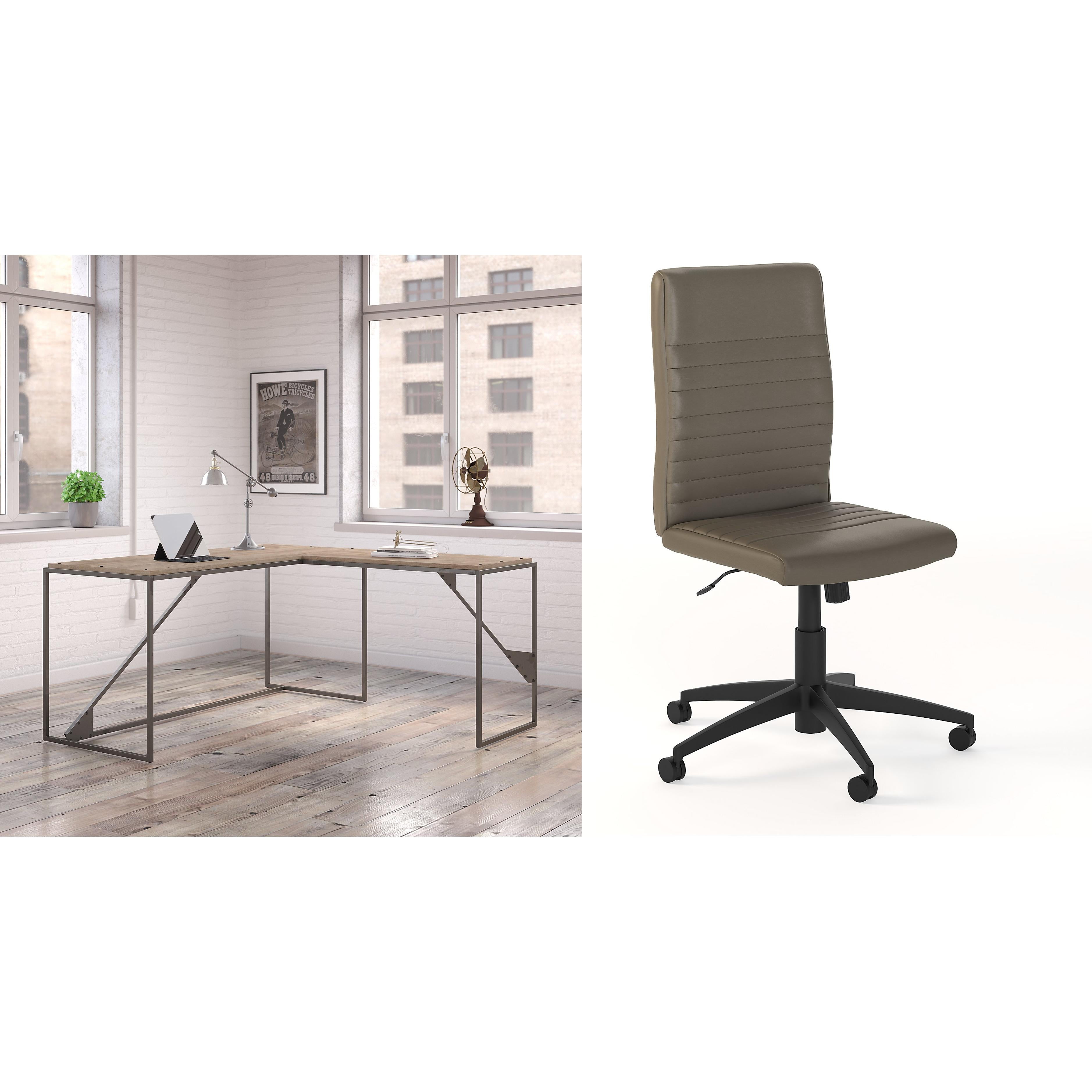 Rustic Gray Industrial Corner Home Office Desk with Drawer