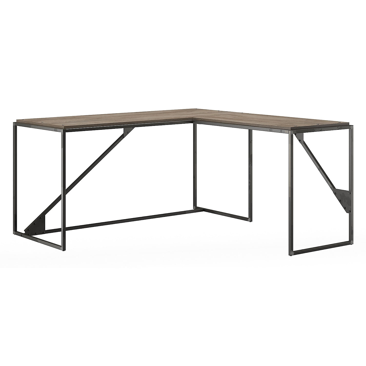 Bush Furniture Refinery 62W L Shaped Industrial Desk with 37W Return