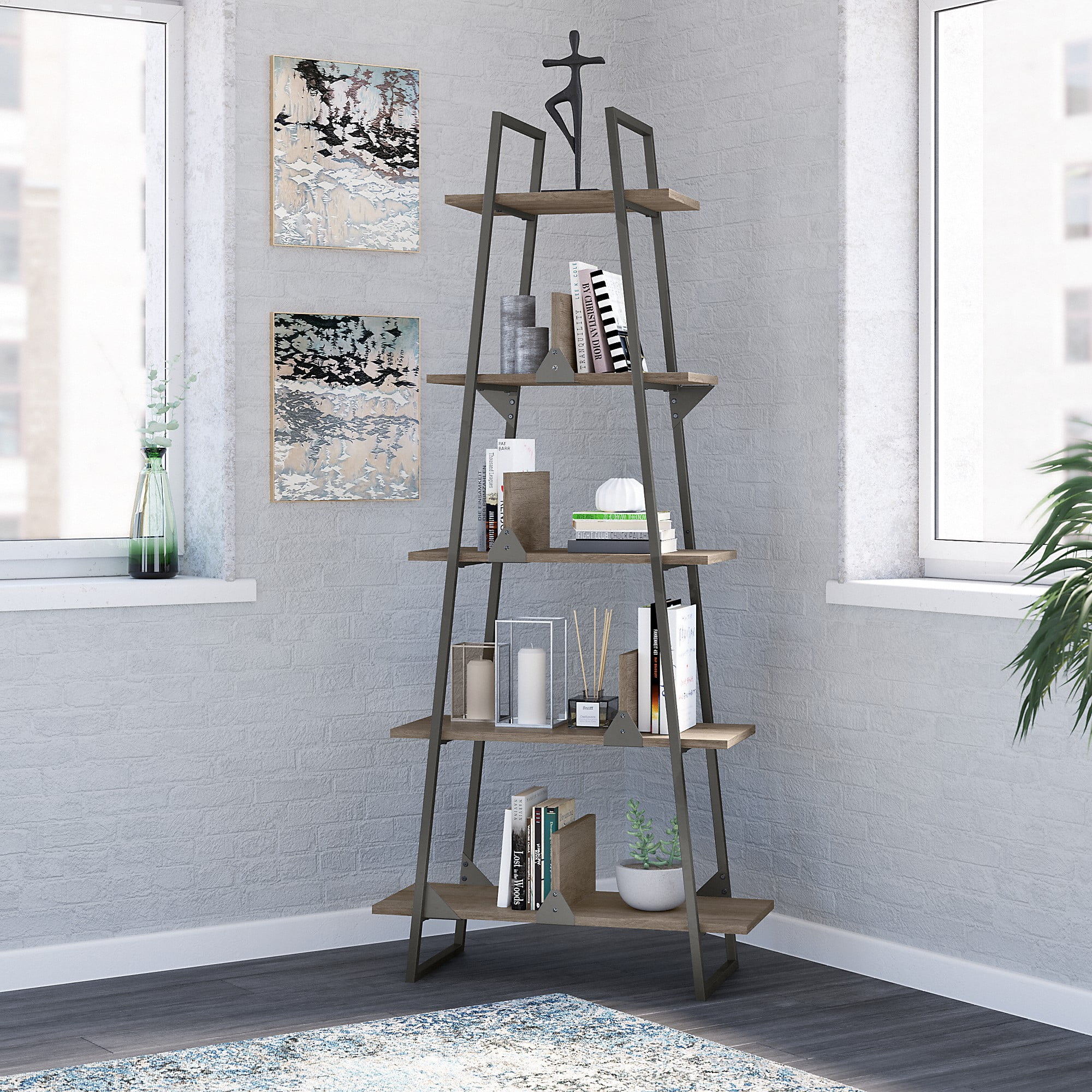 Bush Furniture Refinery AFrame Etagere Bookshelf