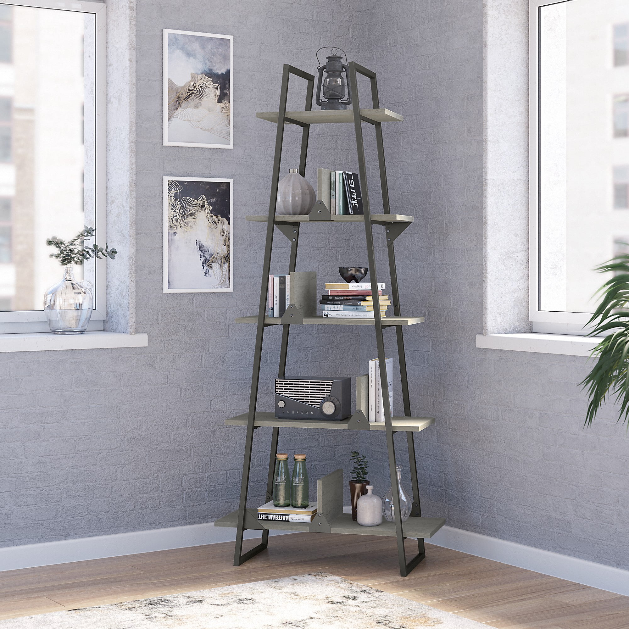 Bush Furniture Refinery AFrame Etagere Bookshelf