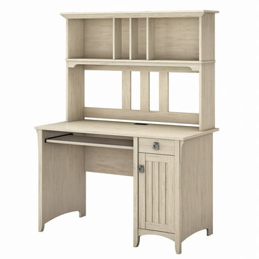 Bush Furniture Salinas 48” Computer Desk & Hutch with Storage, Antique White