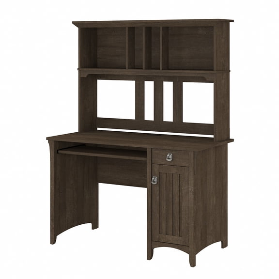 Bush Furniture Salinas 48” Computer Desk & Hutch with Storage, Ash Brown
