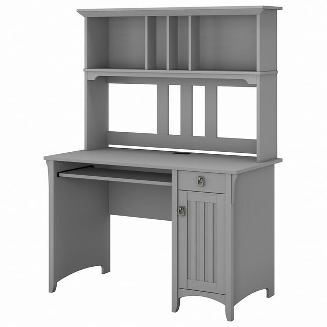 Bush Furniture Salinas 48” Computer Desk & Hutch with Storage, Cape Cod Gray
