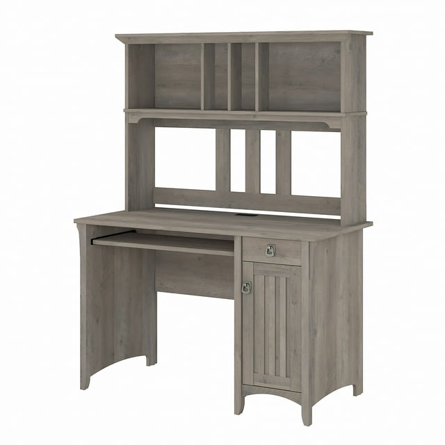 Bush Furniture Salinas 48” Computer Desk & Hutch with Storage, Driftwood Gray