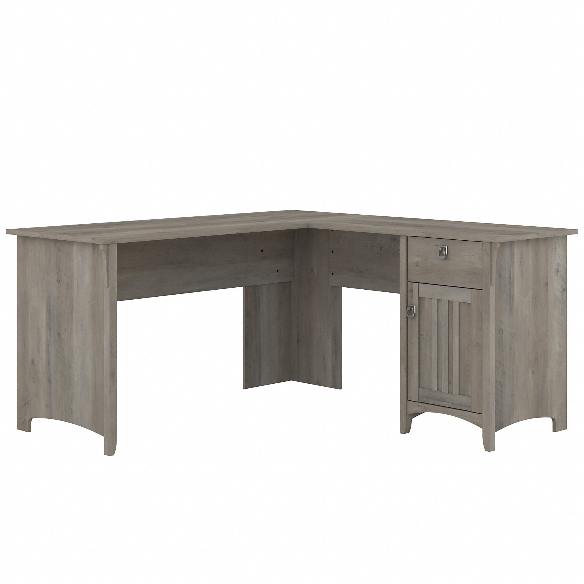 Bush Furniture Salinas 60" L Shaped Desk with Storage, Driftwood Gray