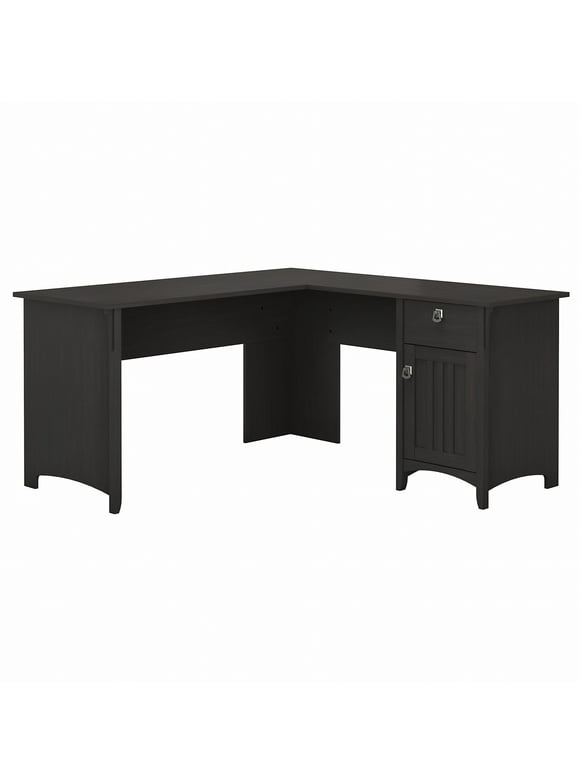 Bush Furniture Salinas 60" L Shaped Desk with Storage, Vintage Black