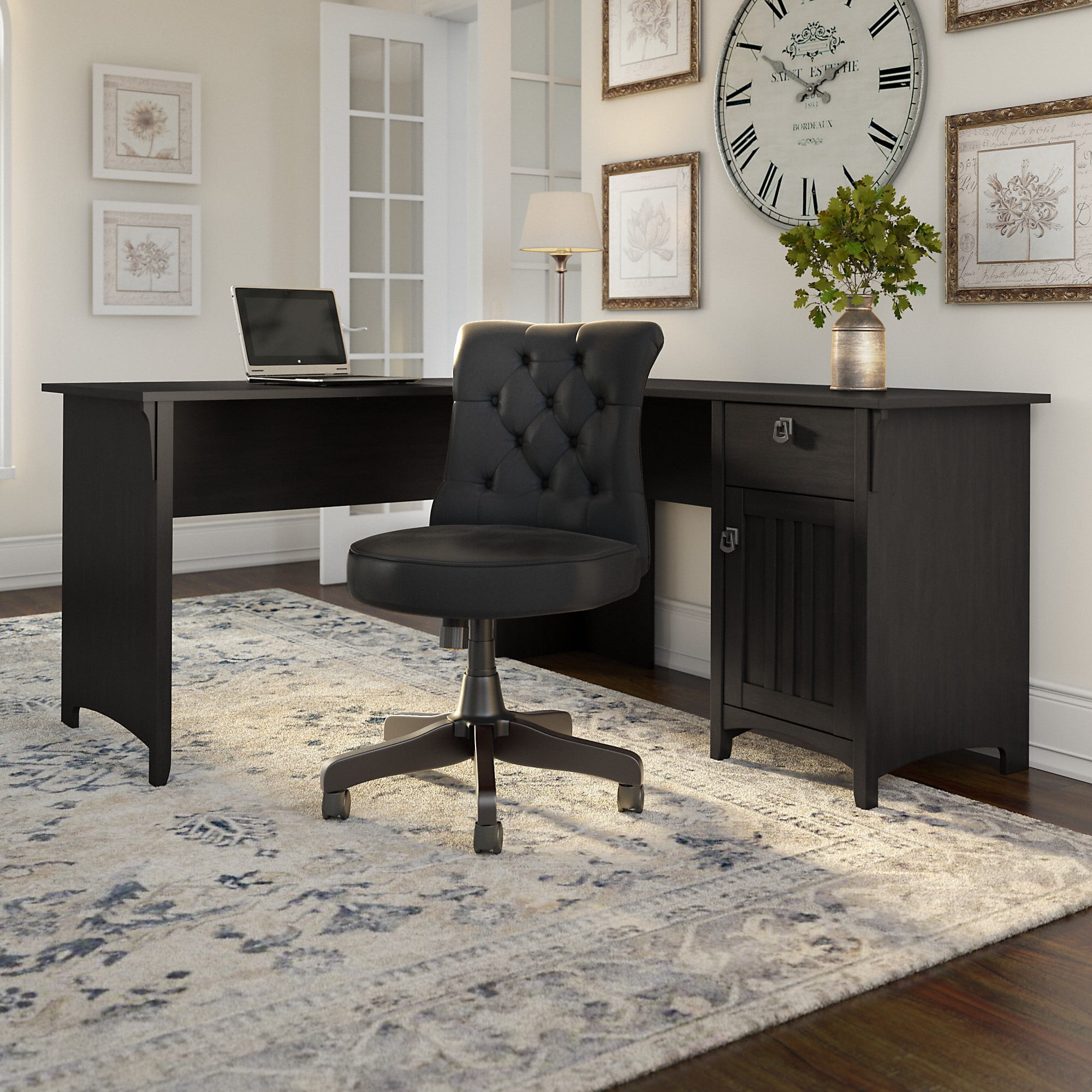 L shaped desk and chair set sales