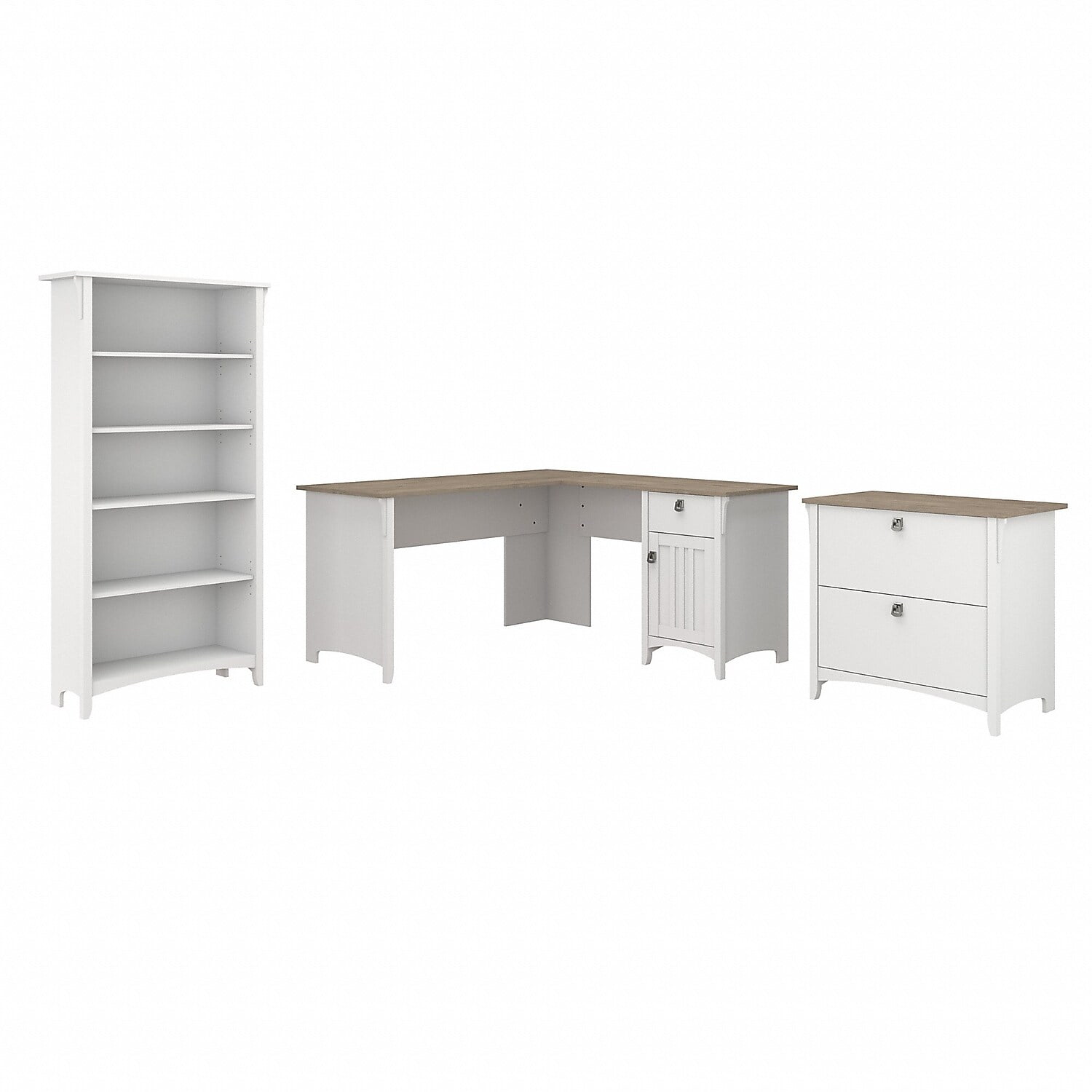Bush Furniture Salinas 60W L Shaped Desk with Lateral File and