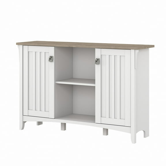 Bush Furniture Salinas Accent Storage Cabinet with Doors, Pure White & Shiplap Gray