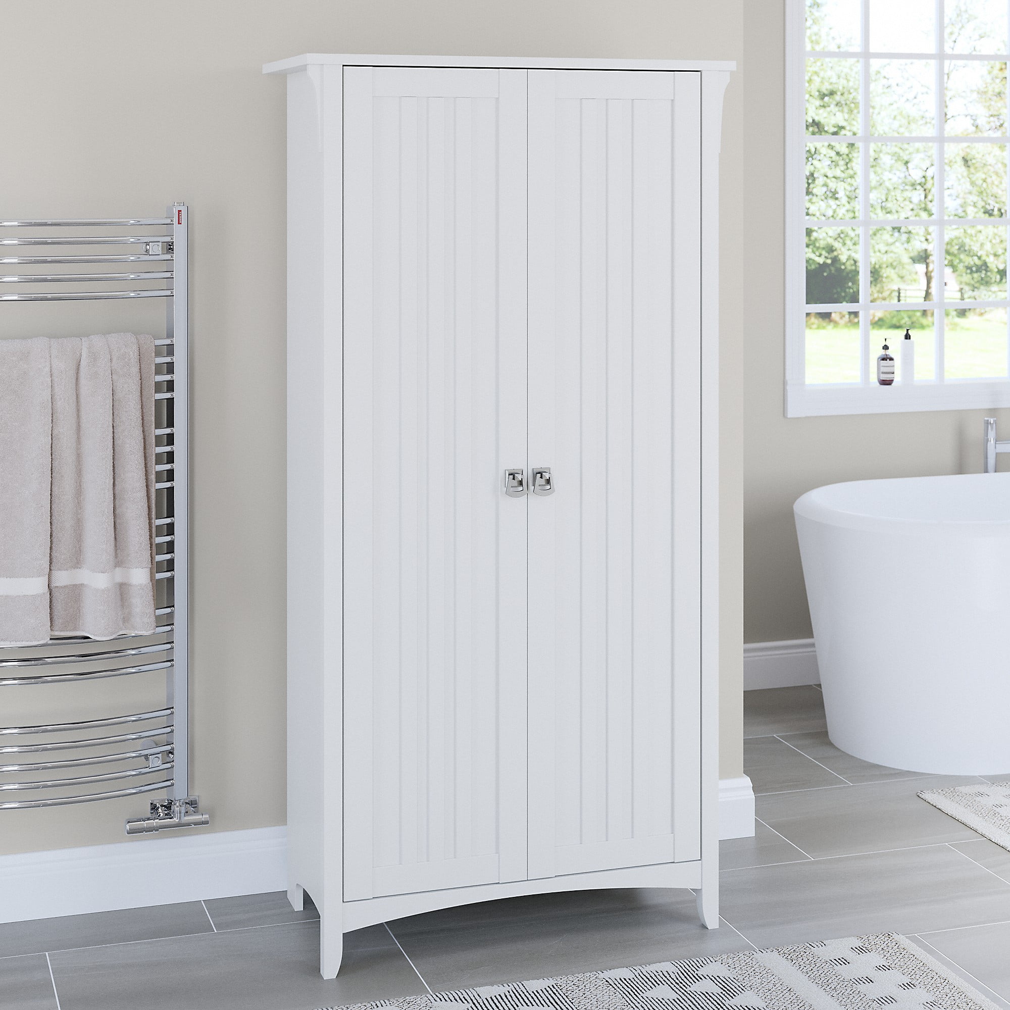 Bush Furniture Salinas Bathroom Storage Cabinet with Doors in Antique White