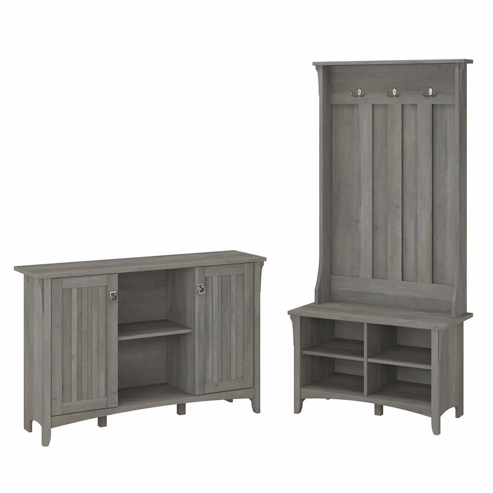 Driftwood Gray 3-Piece Entryway Set with Hall Tree and Storage Bench