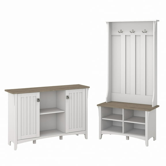 Bush Furniture Salinas Entryway Storage Set, Shiplap Gray & Pure White