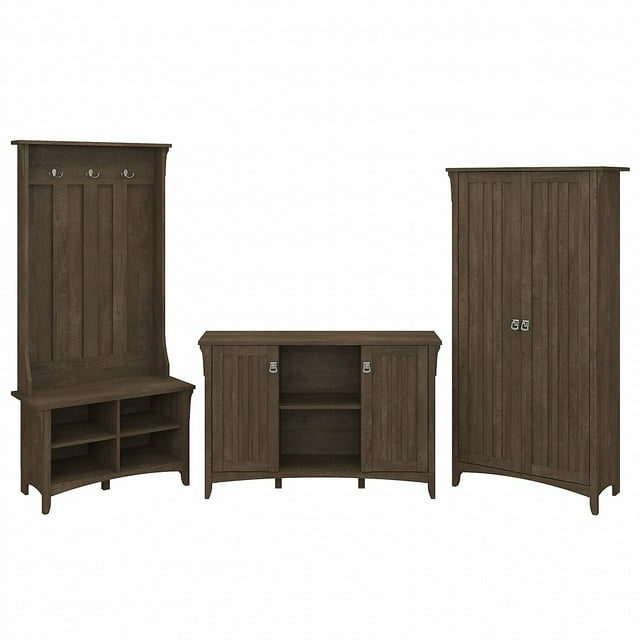 Bush Furniture Salinas Entryway Storage Set with Hall Tree, Shoe Bench and Accent Cabinets