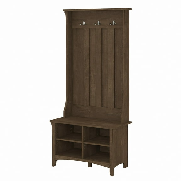 Bush Furniture Salinas Hall Tree with Storage Bench, Ash Brown