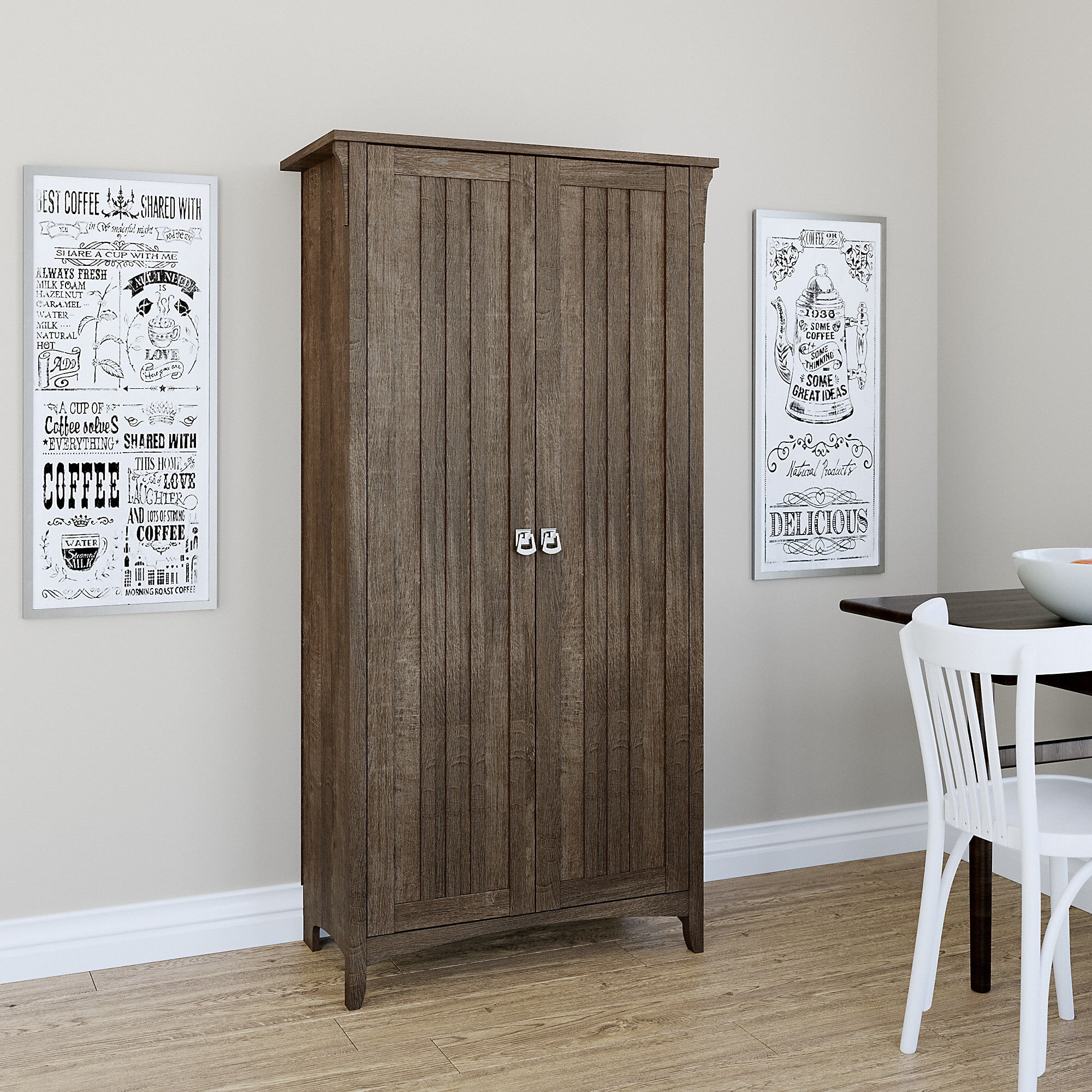 Bush Furniture Salinas Kitchen Pantry Cabinet Cape Cod Gray