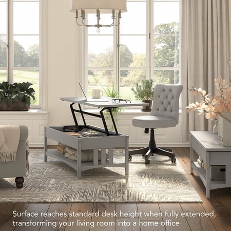 Bush Furniture Salinas Lift Top Coffee Table Desk with Storage in Cape Cod Gray