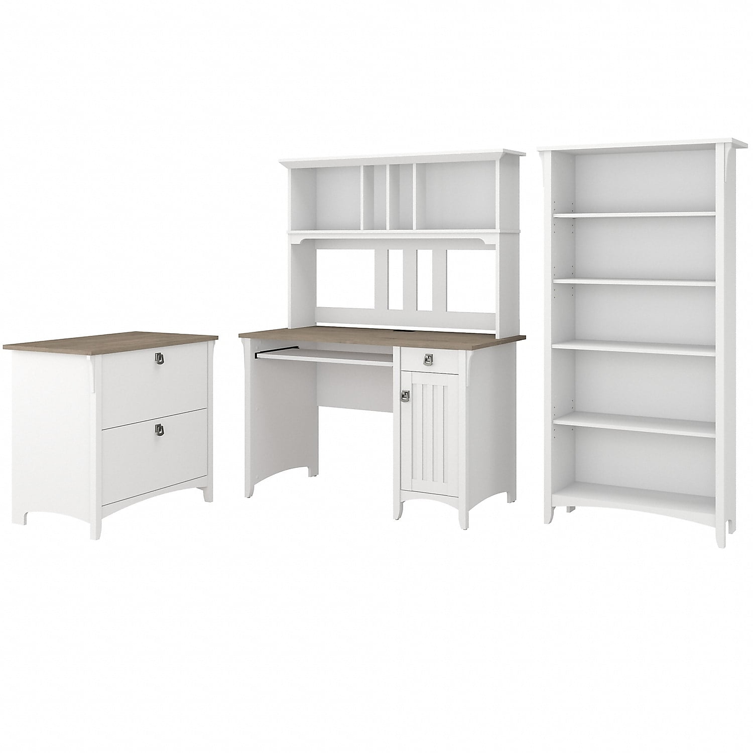 Bush Furniture Salinas Mission Desk with Hutch, Lateral File