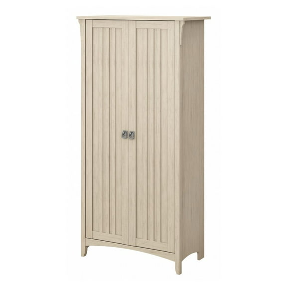 Bush Furniture Salinas Tall Storage Cabinet with Doors, Antique White