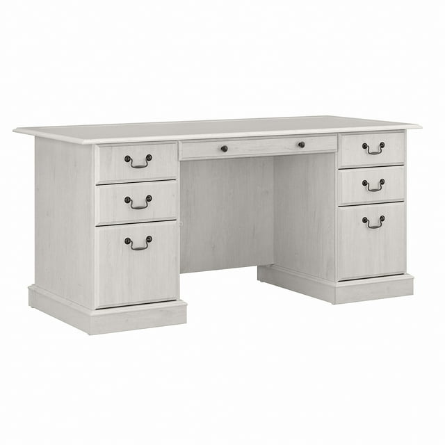 Bush Furniture Saratoga Executive Desk with Drawers, OffWhite