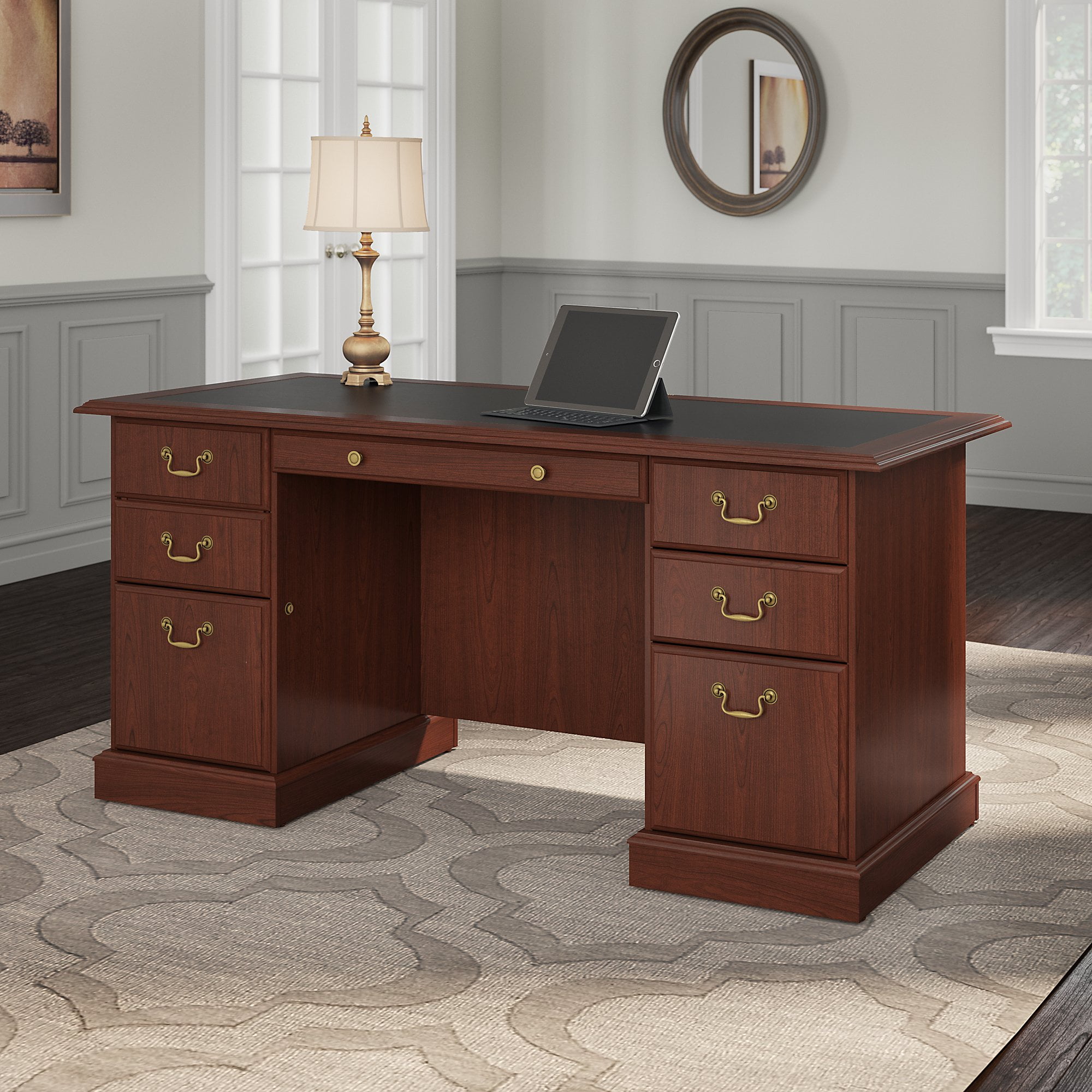 Bush Furniture Saratoga Executive Desk with Drawers