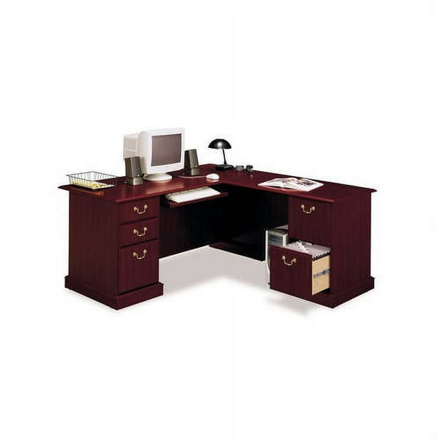 Bush Furniture Saratoga L Shaped Computer Desk with Drawers and Keyboard Tray