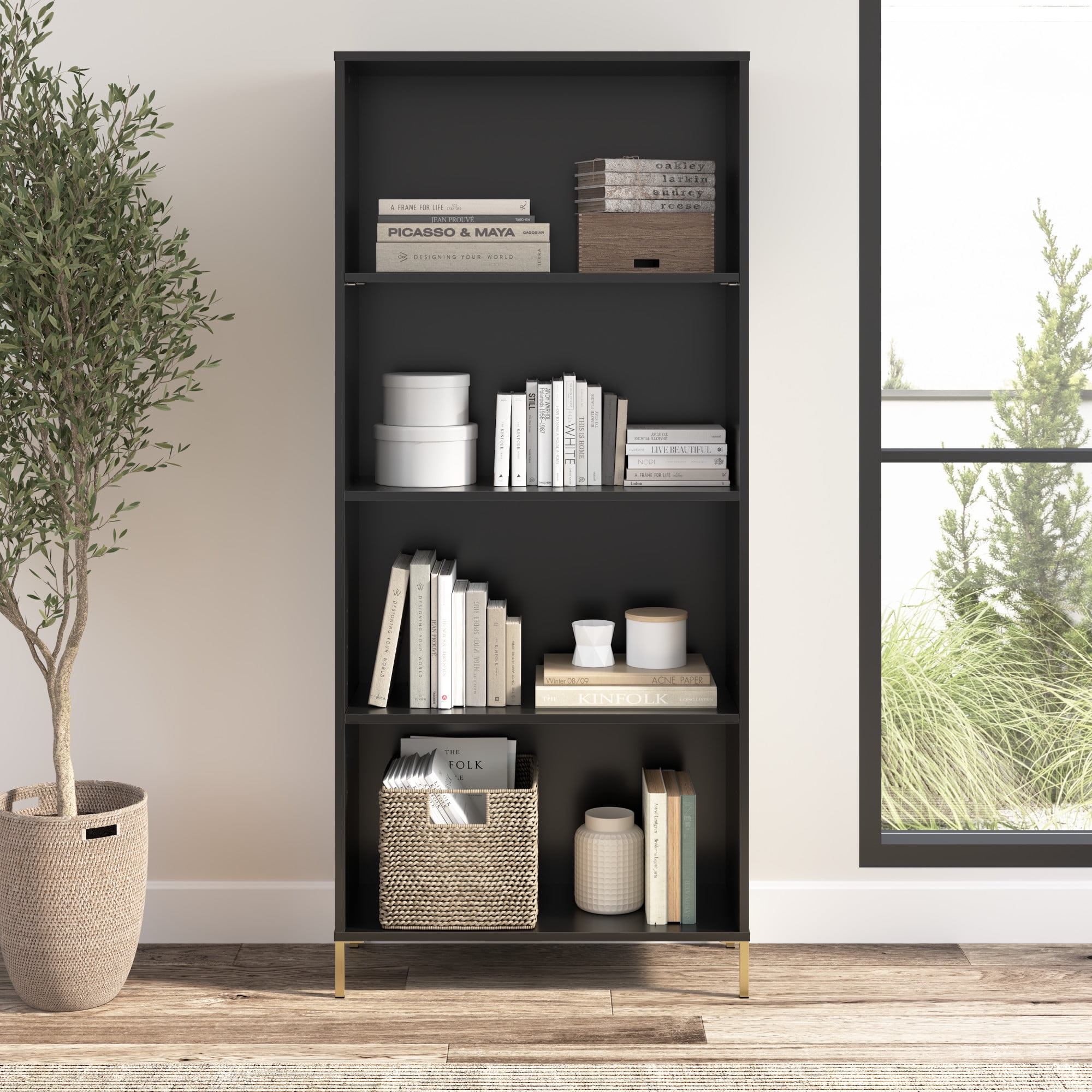 Bush Furniture Soho 4 Shelf Bookcase in Black - Walmart.com
