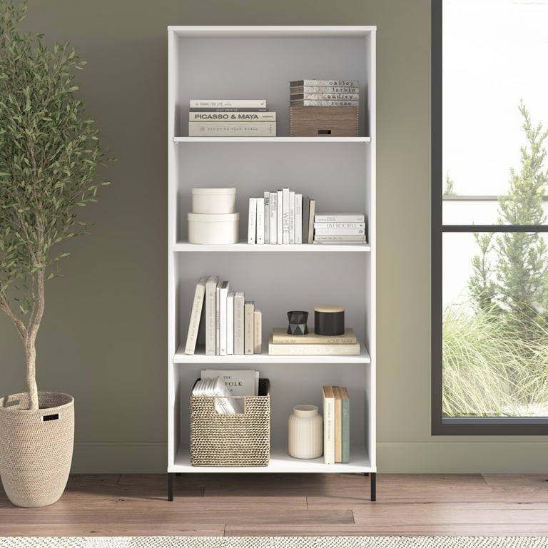Bush Furniture Soho 4 Shelf Bookcase in White Size 3.9 in