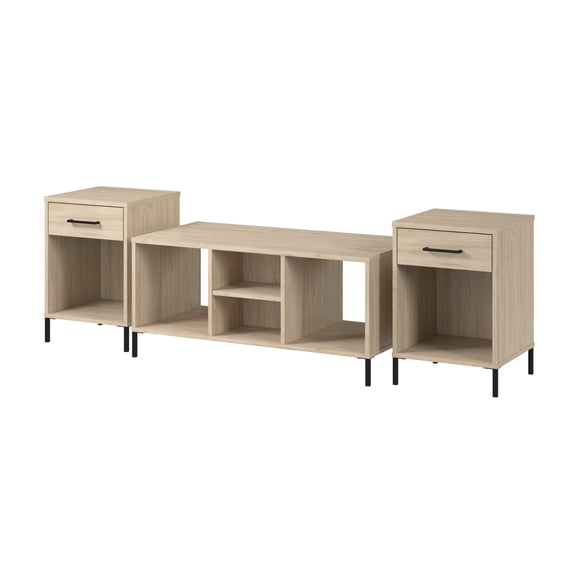 Bush Furniture Soho Coffee Table with End Tables in Natural Elm