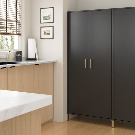 Bush Furniture Soho Kitchen Pantry Cabinet in Black