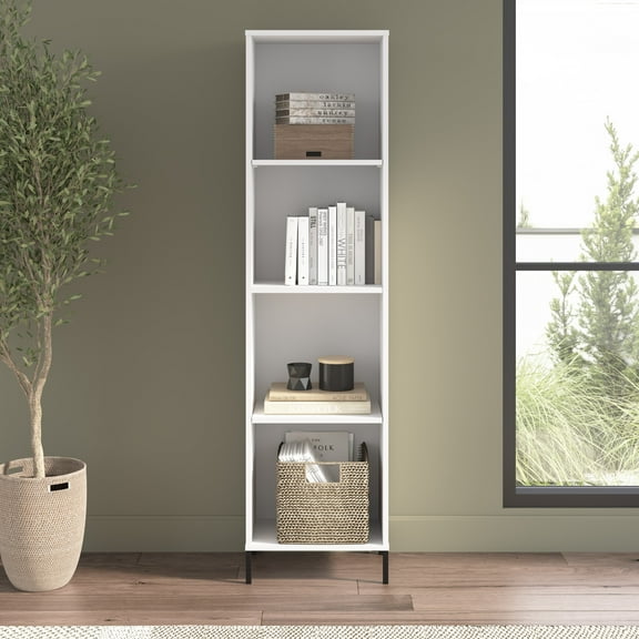 Bush Furniture Soho Narrow Bookcase in White