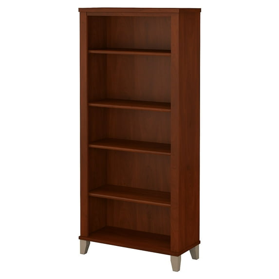 Bush Furniture Somerset 5 Shelf Tall Bookcase in Hansen Cherry Finish