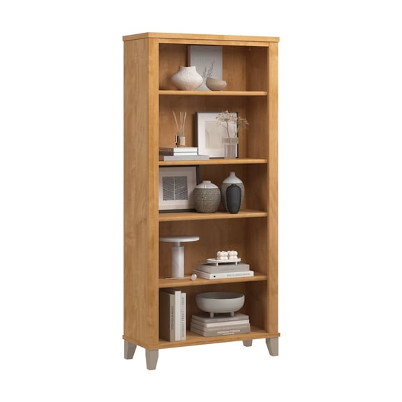 Bush Furniture Somerset 5 Shelf Tall Bookcase in Maple Cross Finish