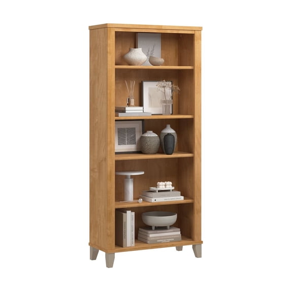 Bush Furniture Somerset 5 Shelf Tall Bookcase in Maple Cross Finish