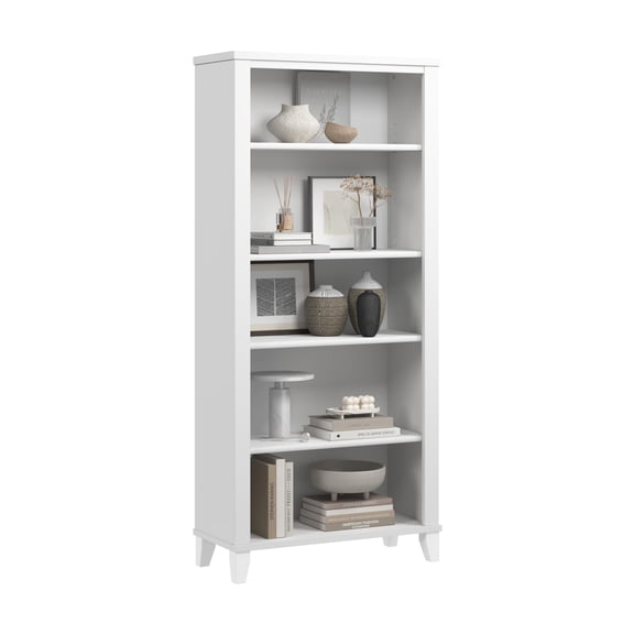 Bush Business Furniture Somerset 5 Shelf Wood Bookcase in White