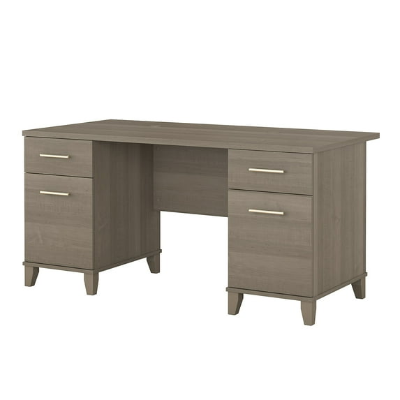 Bush Furniture Somerset 60" Double Pedestal Desk, Ash Gray