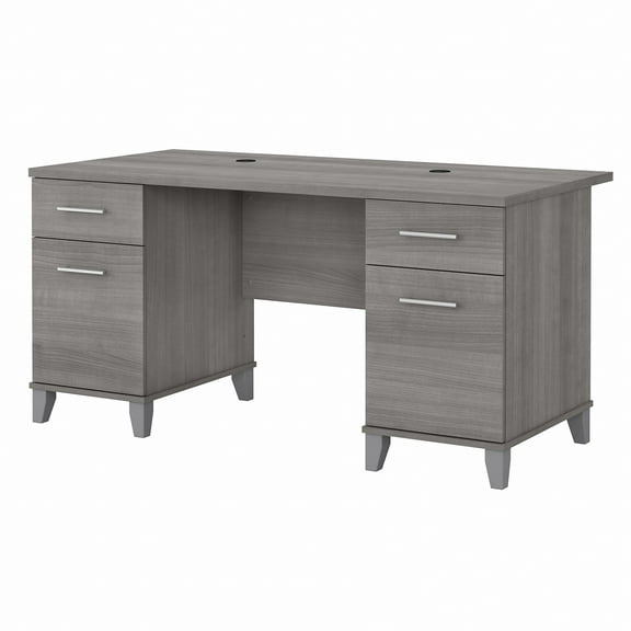 Bush Furniture Somerset 60" Double Pedestal Desk, Platinum Gray