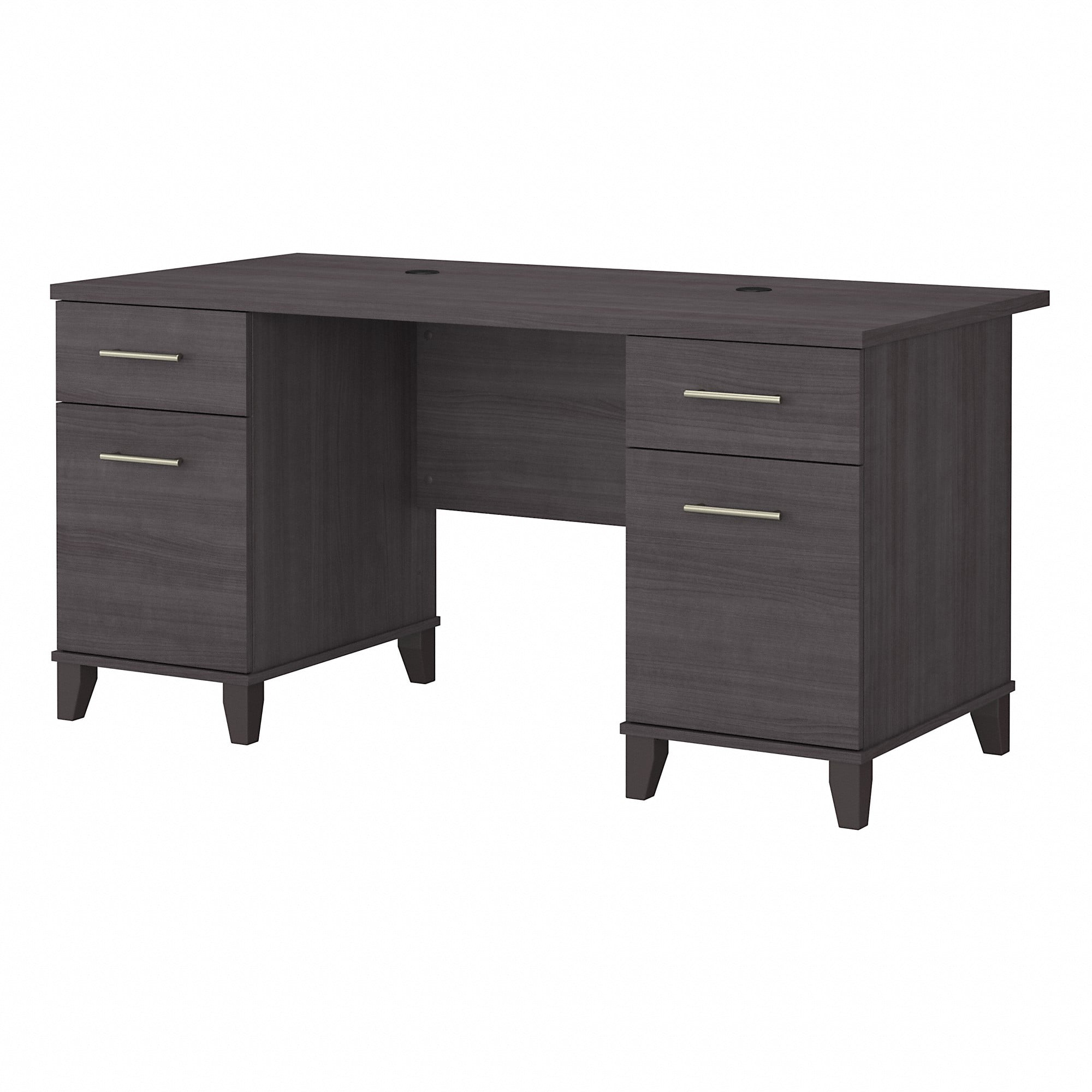 Bush Furniture Somerset 60W L Shaped Desk with Storage Platinum Gray