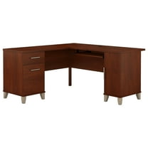 Bush Furniture Somerset 60" L Shaped Desk with Storage, Hansen Cherry