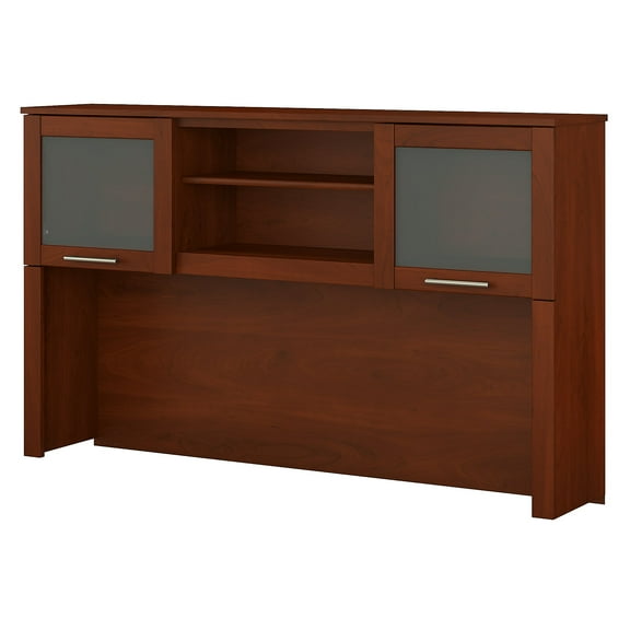 Bush Furniture Somerset 60 in 2-Door Hutch with Open Storage in Hansen Cherry - fits on Somerset 60 in L Desk (Sold Separately)