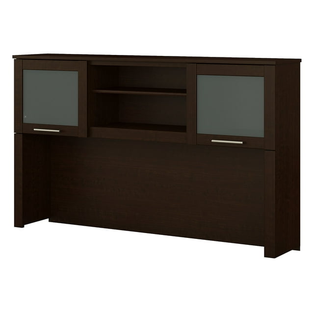 Bush Furniture Somerset 60 in 2-Door Hutch with Open Storage in Mocha Cherry - fits on Somerset 60 in L Desk (Sold Separately)