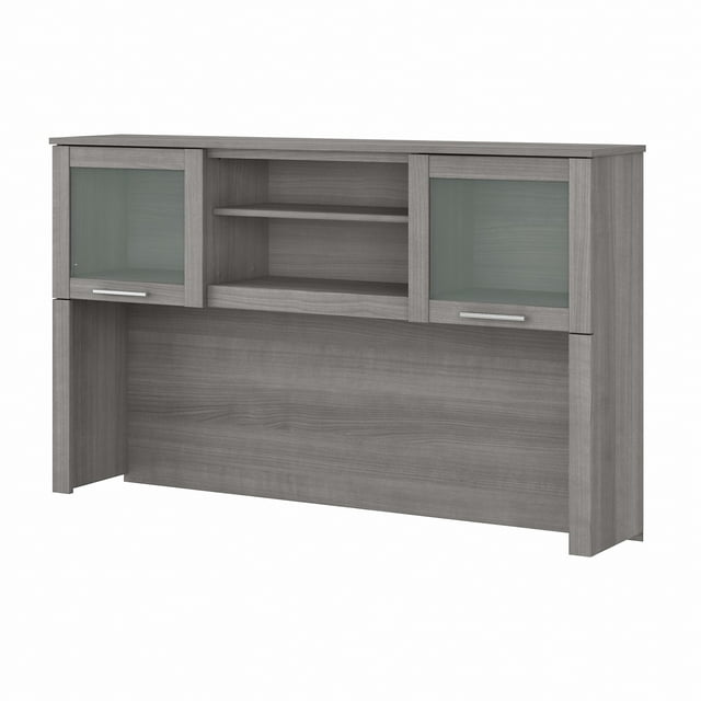 Bush Furniture Somerset 60 in 2-Door Hutch with Open Storage in Platinum Gray - fits on Somerset 60 in L Desk (Sold Separately)