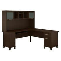 Bush Furniture Somerset 72" L Desk and Hutch with Storage, Mocha Cherry