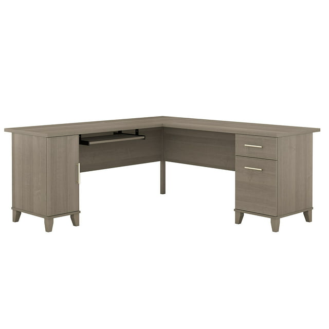 Bush Furniture Somerset 72" L Shaped Desk with Storage, Ash Gray