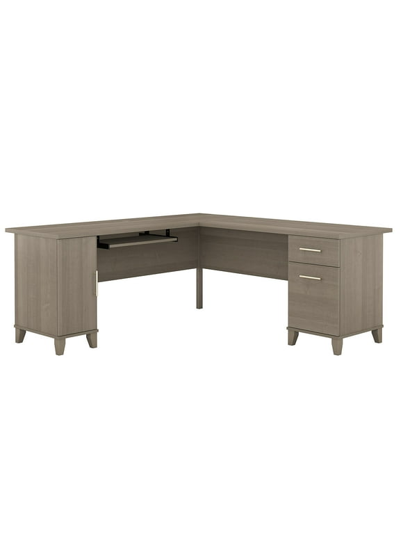 Bush Furniture Somerset 72" L Shaped Desk with Storage, Ash Gray