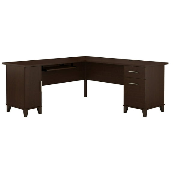 Bush Furniture Somerset 72" L Shaped Desk with Storage, Mocha Cherry