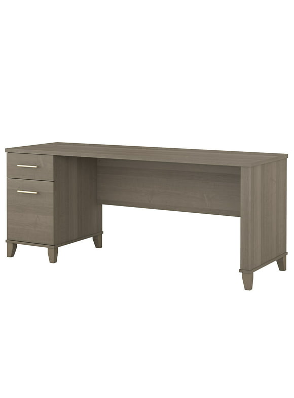 Bush Furniture Somerset 72" Single Pedestal Desk, Ash Gray