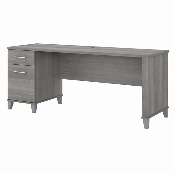 Bush Furniture Somerset 72" Single Pedestal Desk, Platinum Gray